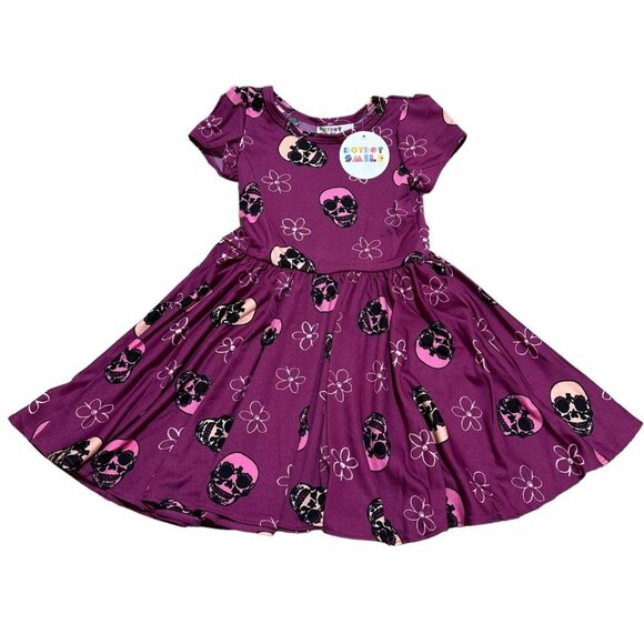 Dot Dot Smile Other - Dot Dot Smile NWT Toddler Girl Size 2T Plum Candy Skull Cap Sleeve Twirl Dress